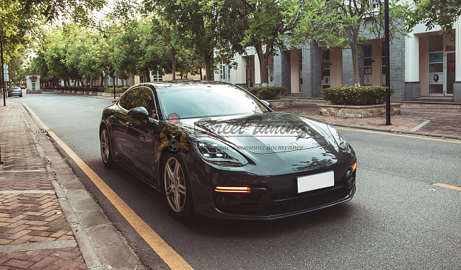 картинка Передний бампер в сборе, в стиле Sport Design, с ДХО, для Porsche Panamera 2017-2026 годов (971.1) магазин  StreetTuning 