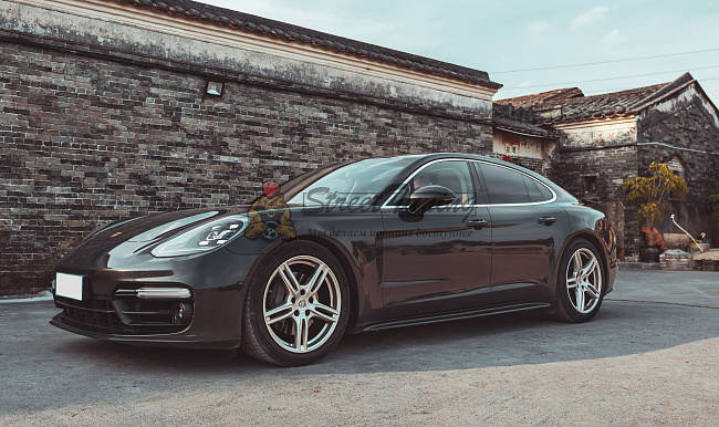 картинка Передний бампер в сборе, в стиле Sport Design, с ДХО, для Porsche Panamera 2017-2026 годов (971.1) магазин  StreetTuning 